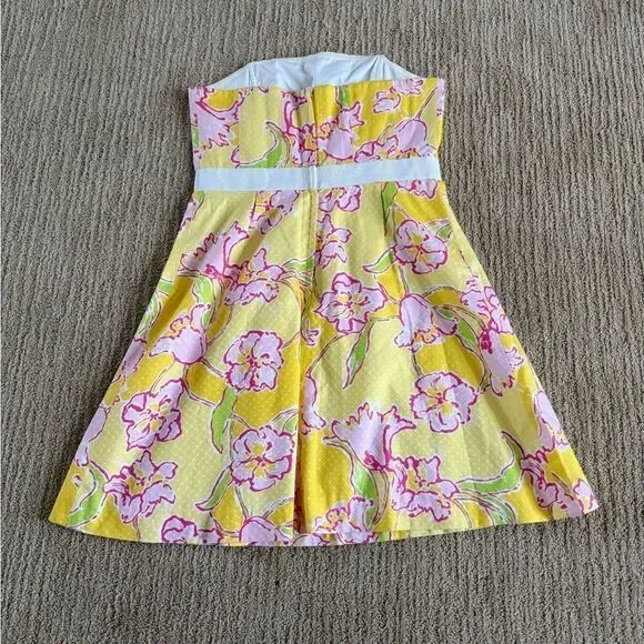 Lilly Pulitzer Yellow “Amberly Dress”Pleated Strapless Sundress - Picture 6 of 7